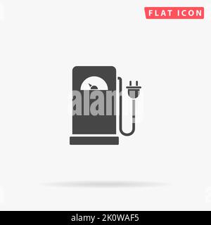 Charging station flat vector icon. Hand drawn style design illustrations. Stock Vector