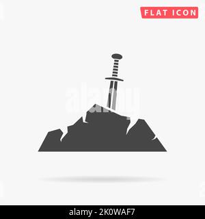 Excalibur flat vector icon. Hand drawn style design illustrations. Stock Vector