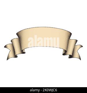 Illustration of Scratchboard Engraved Banner with Beige Fill Stock Vector