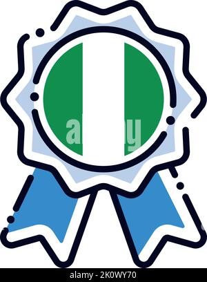 Isolated silk medal icon with the flag of Nigeria Vector Stock Vector