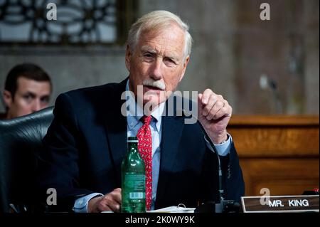 Washington, United States. 13th Sep, 2022. U.S. Senator Angus King (I-ME) speaks at a hearing of the Senate Armed Services Committee. Credit: SOPA Images Limited/Alamy Live News Stock Photo