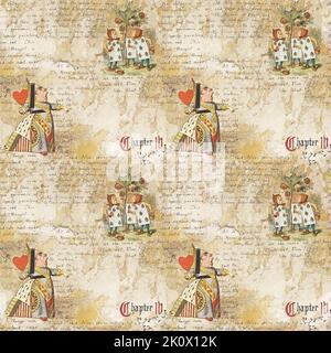 Alice in Wonderland seamless pattern Stock Photo