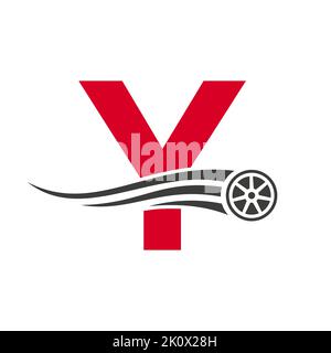 Sport Car Letter Y Automotive Car Repair Logo Design Concept With Transport Tire Icon Vector Template Stock Vector