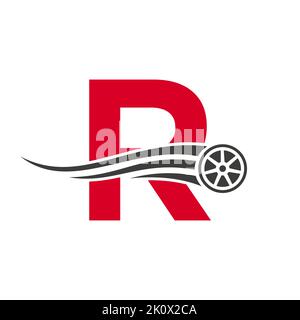 Sport Car Letter R Automotive Car Repair Logo Design Concept With Transport Tire Icon Vector Template Stock Vector