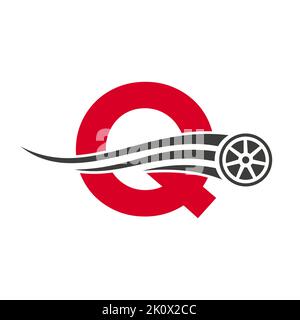 Sport Car Letter Q Automotive Car Repair Logo Design Concept With Transport Tire Icon Vector Template Stock Vector