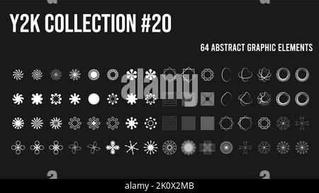 Trendy minimalist elements set with icons and digital shapes for t-shirt Stock Vector