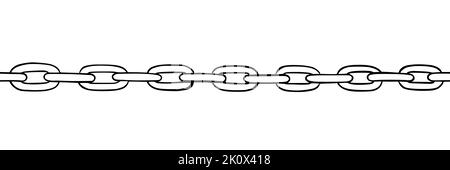 Chain seamless pattern. Handdrawn sketch of metal chains. Vector illustration isolated in white background Stock Vector