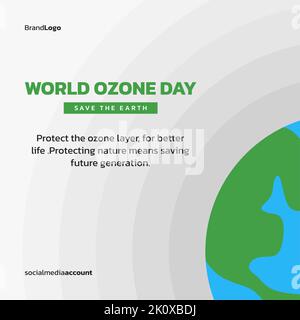 Ozone layer protection day social media poster design template. Earth poster design. vector formats. Stock Vector