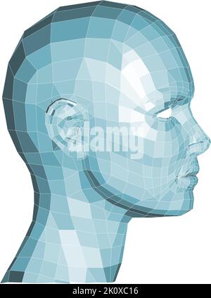 Face Wireframe 3D Technology Concept Stock Vector