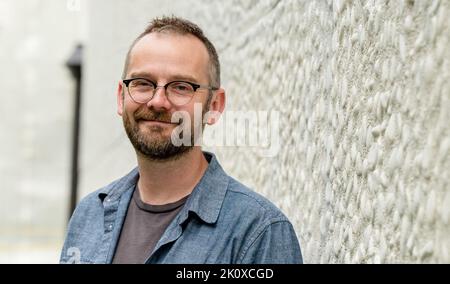 Berlin, Germany. 13th Sep, 2022. British author Sam Thompson sits during his reading at the Haus der Berliner Festspiele. Credit: Sabrina Szameitat/dpa/Alamy Live News Stock Photo