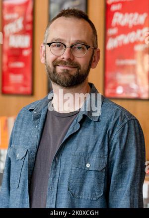 Berlin, Germany. 13th Sep, 2022. British author Sam Thompson sits during his reading at the Haus der Berliner Festspiele. Credit: Sabrina Szameitat/dpa/Alamy Live News Stock Photo