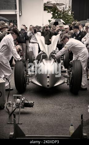 Silver Arrows pits at the 2012 Goodwood Festival of Speed Stock Photo