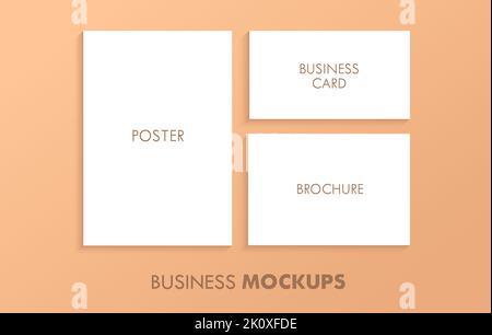 Business Card Poster Brochure Blank Mockup Brand Identity Presentation Template Stock Vector