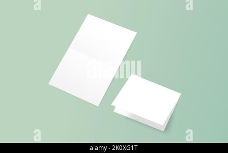 Blank Folding Papers Realistic Business Mockup Corporate Brand Identity Template Stock Vector