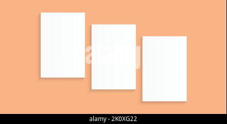 Realistic Paper Pages Mockup Illustration Business Office Presentation Showcase Template Stock Vector