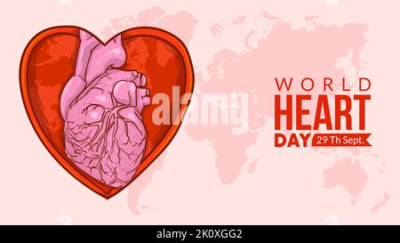 world heart day concept. heart organ inside love heart  vector illustration Stock Vector