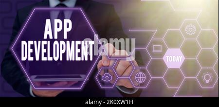 Inspiration showing sign App DevelopmentDevelopment services for awesome mobile and web experiences. Business overview Development services for Stock Photo