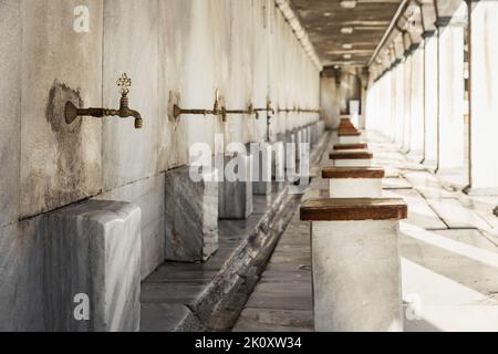 Washing area before entering in Mosque. Ablution room Stock Photo