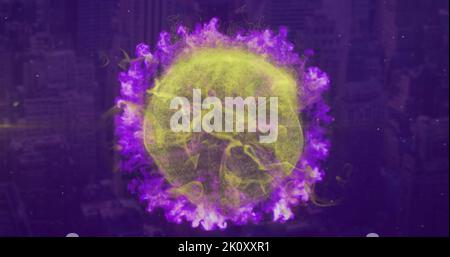 Image of globe with network of connections over binary coding Stock Photo
