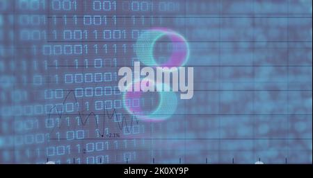 Image of data processing over circles Stock Photo