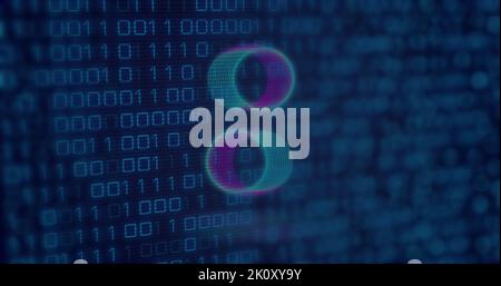 Image of data processing over circles Stock Photo