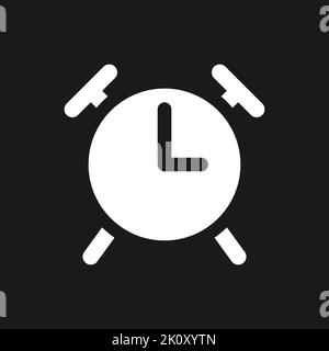 Alarm clock dark mode glyph ui icon Stock Vector