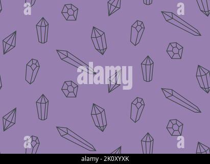 Seamless pattern with crystals. Texture in outline style. Stock Vector