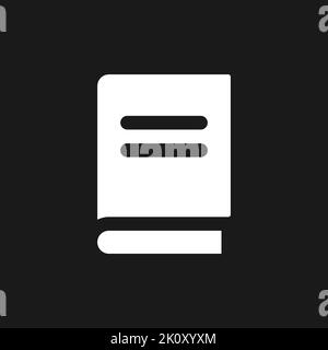 Closed book dark mode glyph ui icon Stock Vector