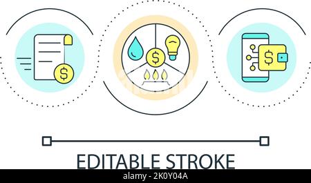 Pay for bills online loop concept icon Stock Vector
