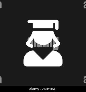 Female student dark mode glyph ui icon Stock Vector