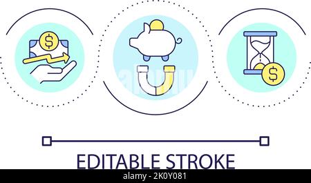 Engaging new deposits loop concept icon Stock Vector