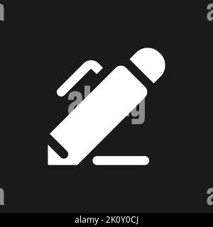 Note-taking dark mode glyph ui icon Stock Vector