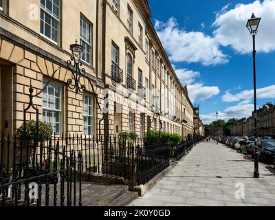 Looking along Great Pulteney Street towards The Holburne Museum in Bath Somerest England Stock Photo