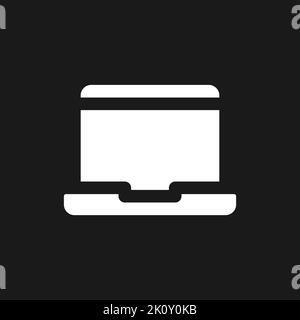 Laptop dark mode glyph ui icon Stock Vector