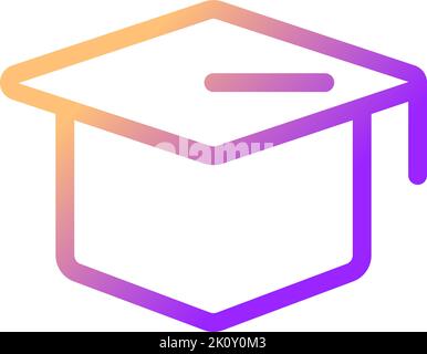 Mortarboard hat pixel perfect gradient linear ui icon Stock Vector