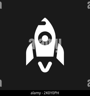 Rocket dark mode glyph ui icon Stock Vector