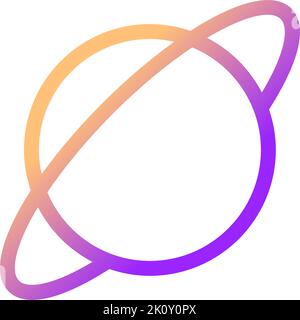 Planet with ring pixel perfect gradient linear ui icon Stock Vector