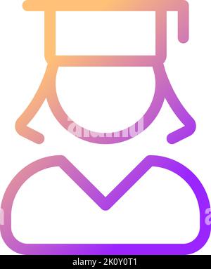 Female student pixel perfect gradient linear ui icon Stock Vector