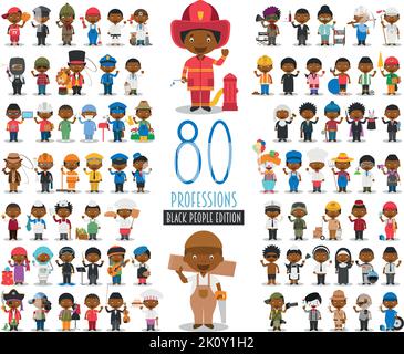 African American People at Different Ages Vector Character Set