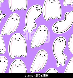 Vector Seamless pattern with cute ghosts pattern for halloween Stock Vector