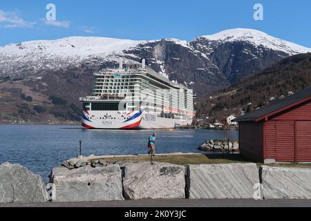 P&O Cruise ship Iona docked at Olden in Norway Stock Photo - Alamy