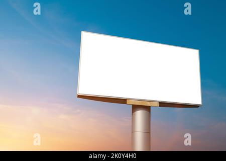 Blank billboard with empty screen at twilight for advertisement design or text. mockup template Stock Photo