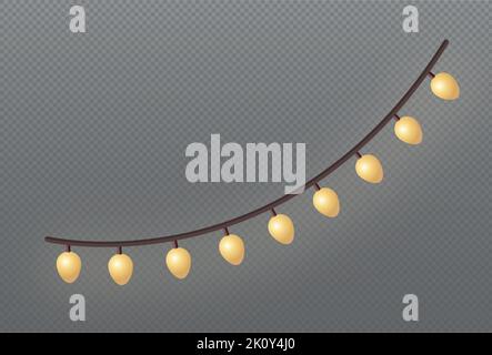 Realistic Christmas bright garland, design element for the holiday - Vector illustration Stock Vector