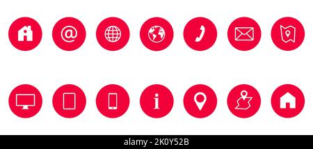 Modern circle Contact us business icon set for web and mobile. Die cut with shadow style vector illustration Stock Vector
