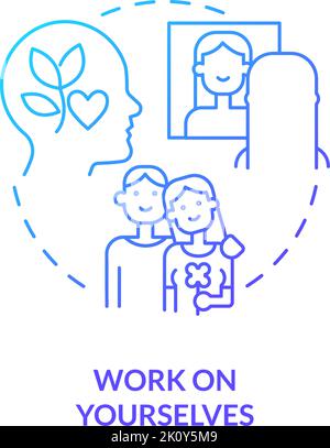 Work on yourselves blue gradient concept icon Stock Vector