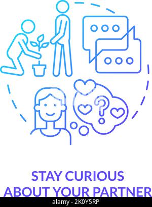 Stay curious about partner blue gradient concept icon Stock Vector
