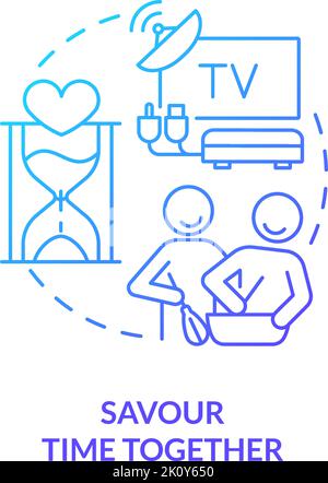 Savour time together blue gradient concept icon Stock Vector