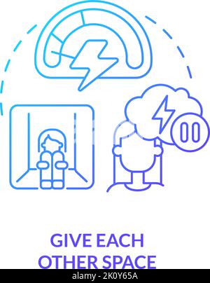 Give each other space blue gradient concept icon Stock Vector