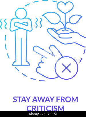 Stay away from criticism blue gradient concept icon Stock Vector