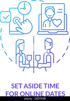 Set aside time for online dates blue gradient concept icon Stock Vector